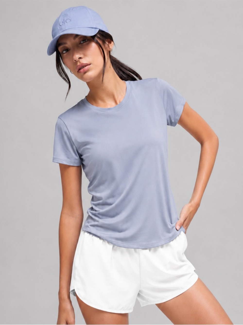 New Alo All Day Short Sleeve Tee Winter Frost Size Medium